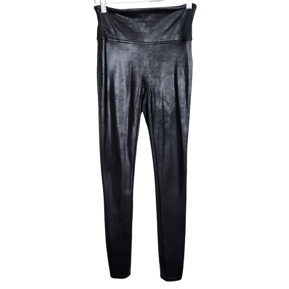 SPANX SPANXshape Black Faux Leather High Waisted Leggings Women's Size Small